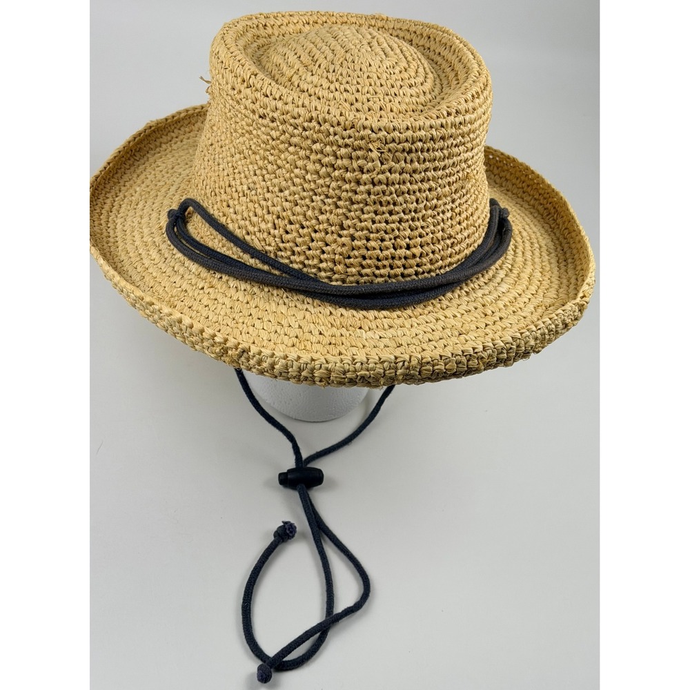 Dorfman Pacific Genuine Raffia Straw Sun Hat  Adjustable Chin Strap
